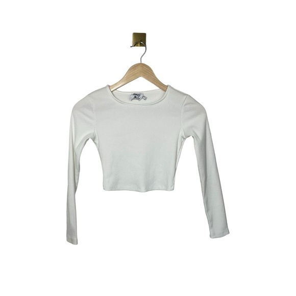 Princess Polly Ribbed Long Sleeve Crop Top in White Size 2 - Picture 5 of 13